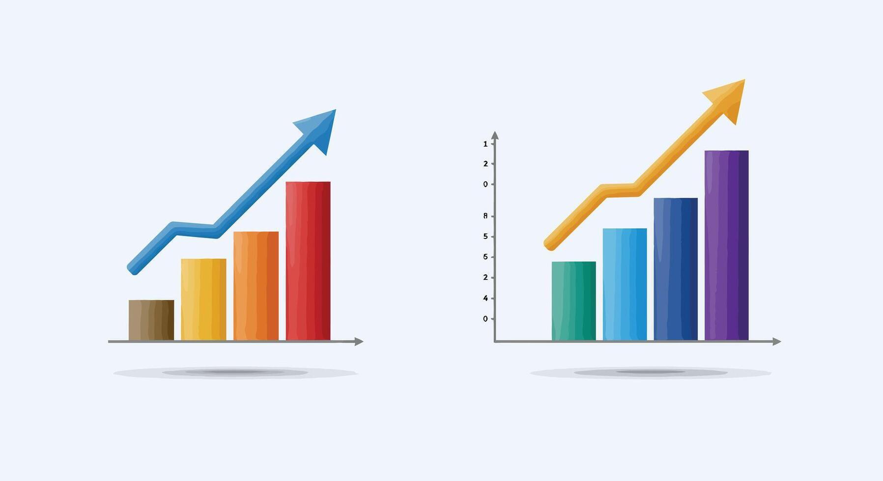 Bar graph comparison showing growth trends in flat modern illustration vector