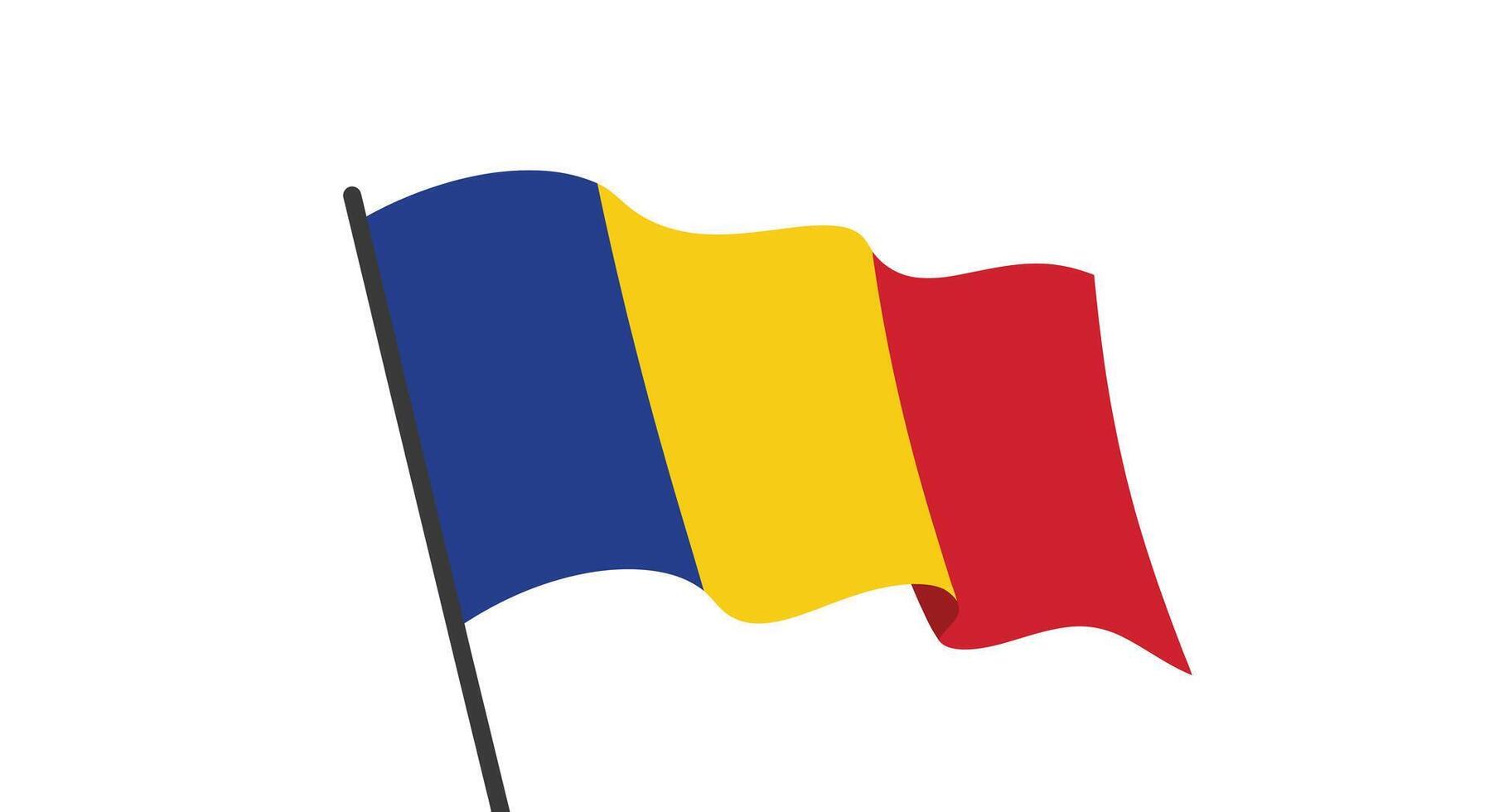 Romanian flag waving in the wind in flat art style illustration vector