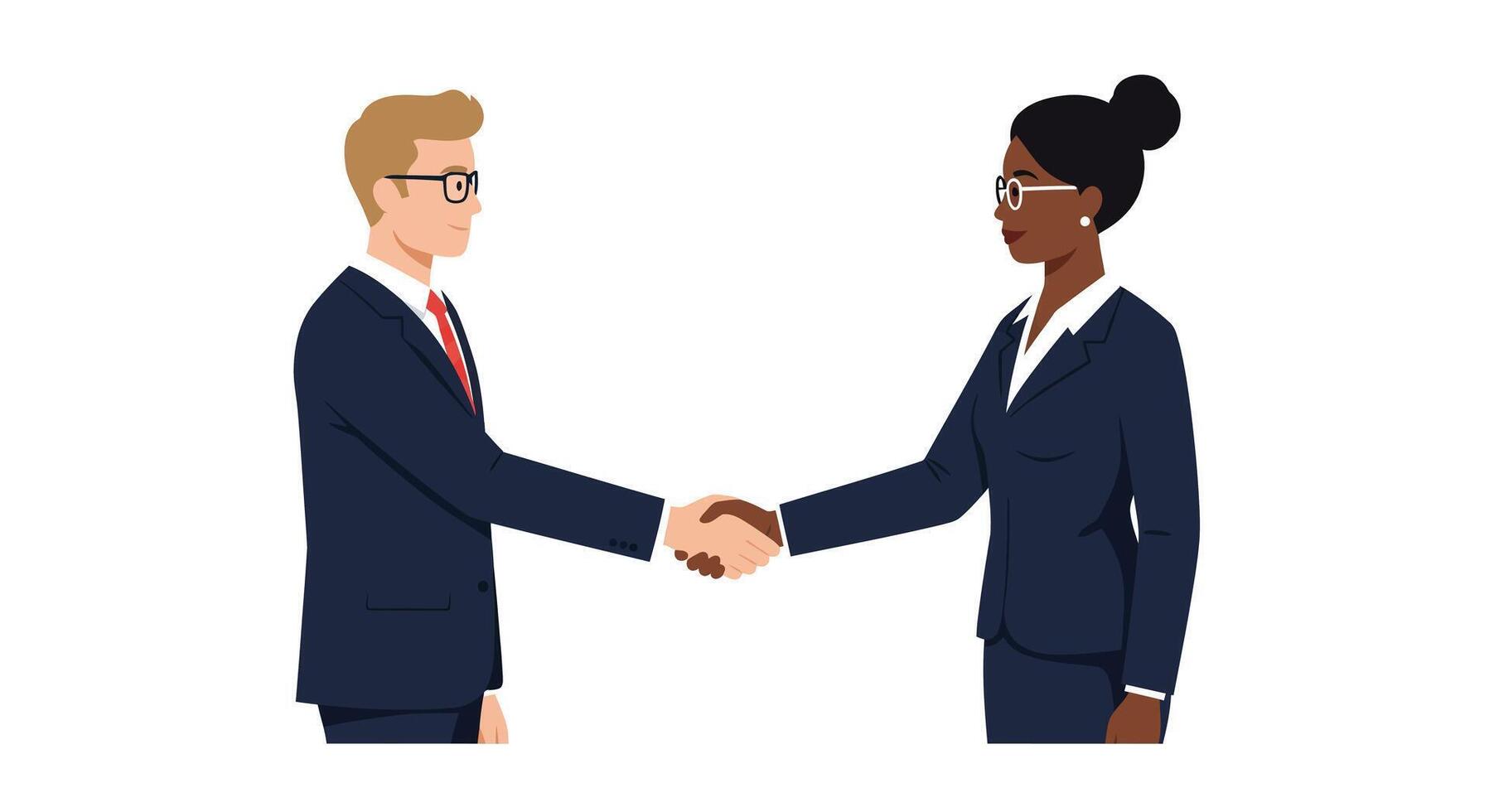 Business professionals shaking hands in flat design art vector