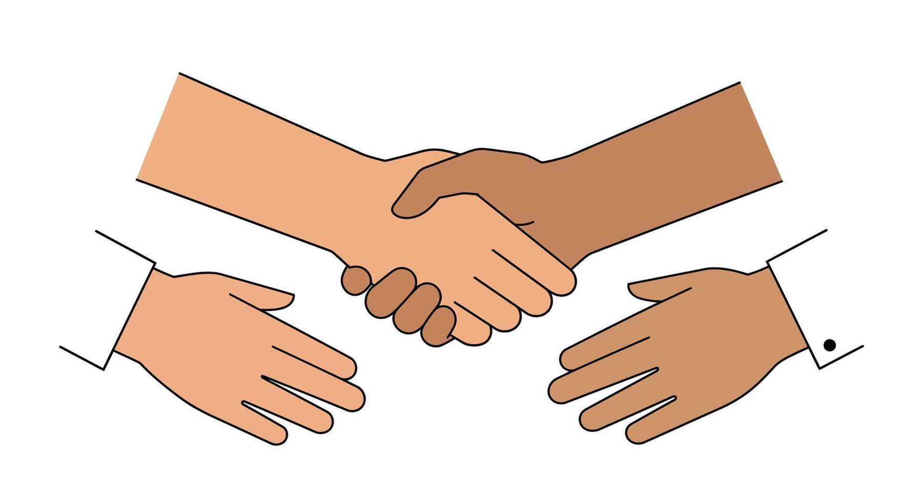Handshake between two diverse individuals in minimal flat art vector