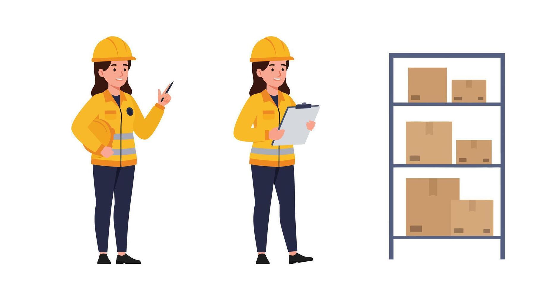Construction worker with clipboard in flat design illustration vector