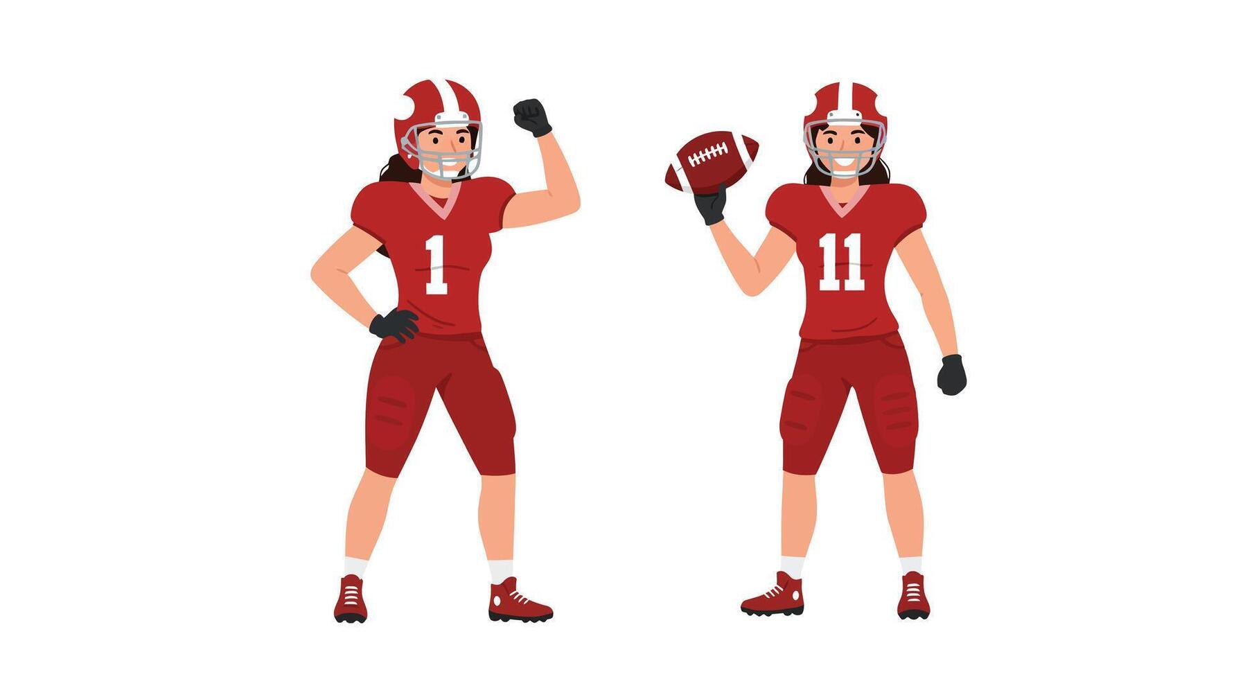 Football players celebrating with excitement in flat art illustration vector