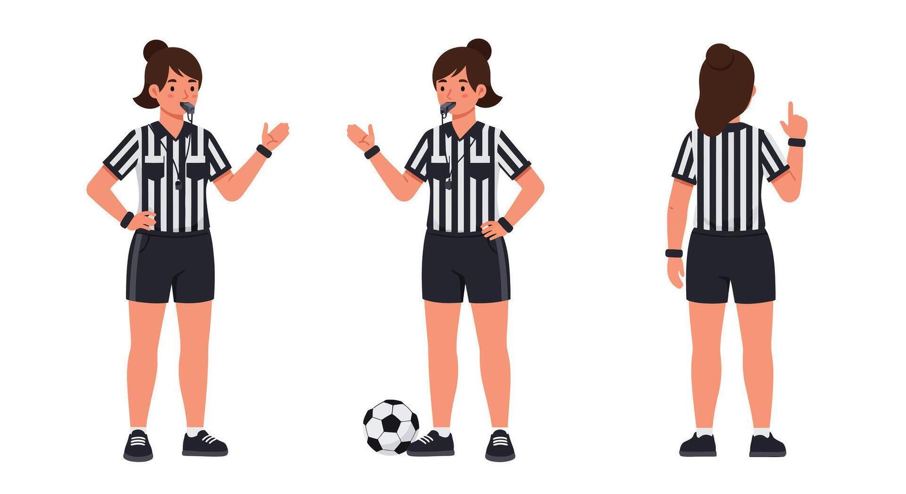 Female soccer referee character design in flat style art vector