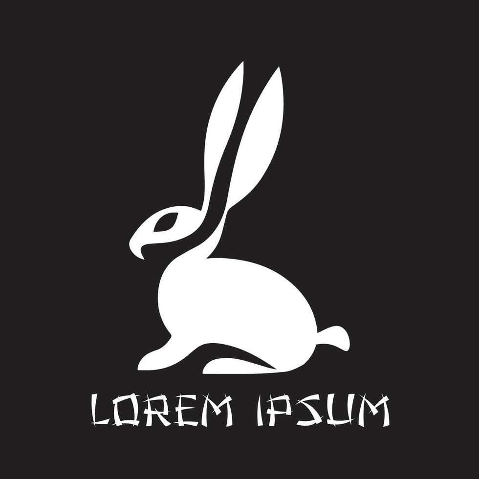 monocrome rabbit logo vector