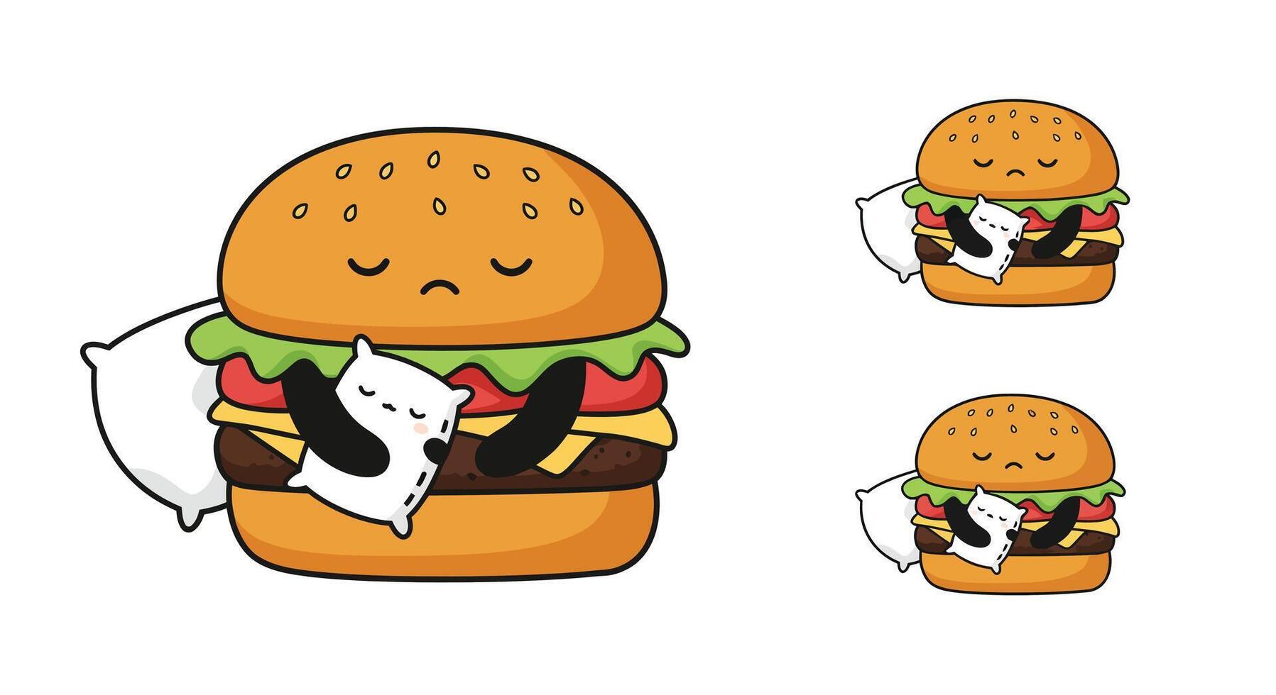 Cute cartoon hamburger character with flat design and playful expression art vector