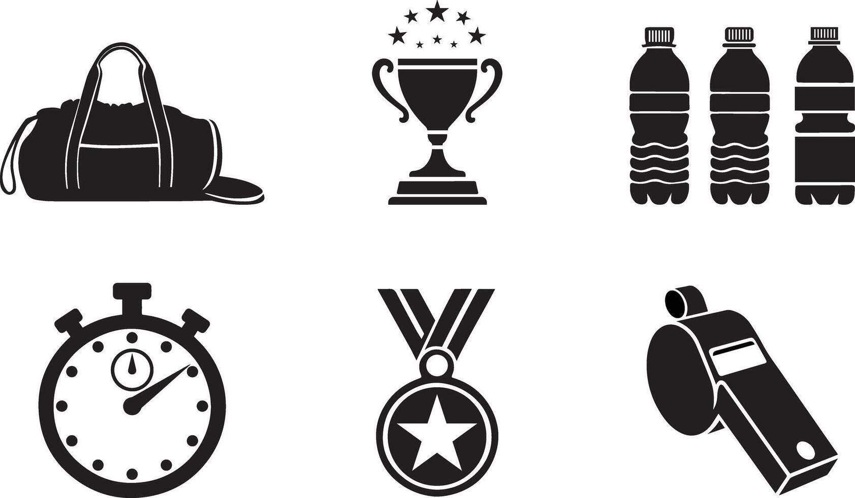 Various black and white icons of sports equipment vector