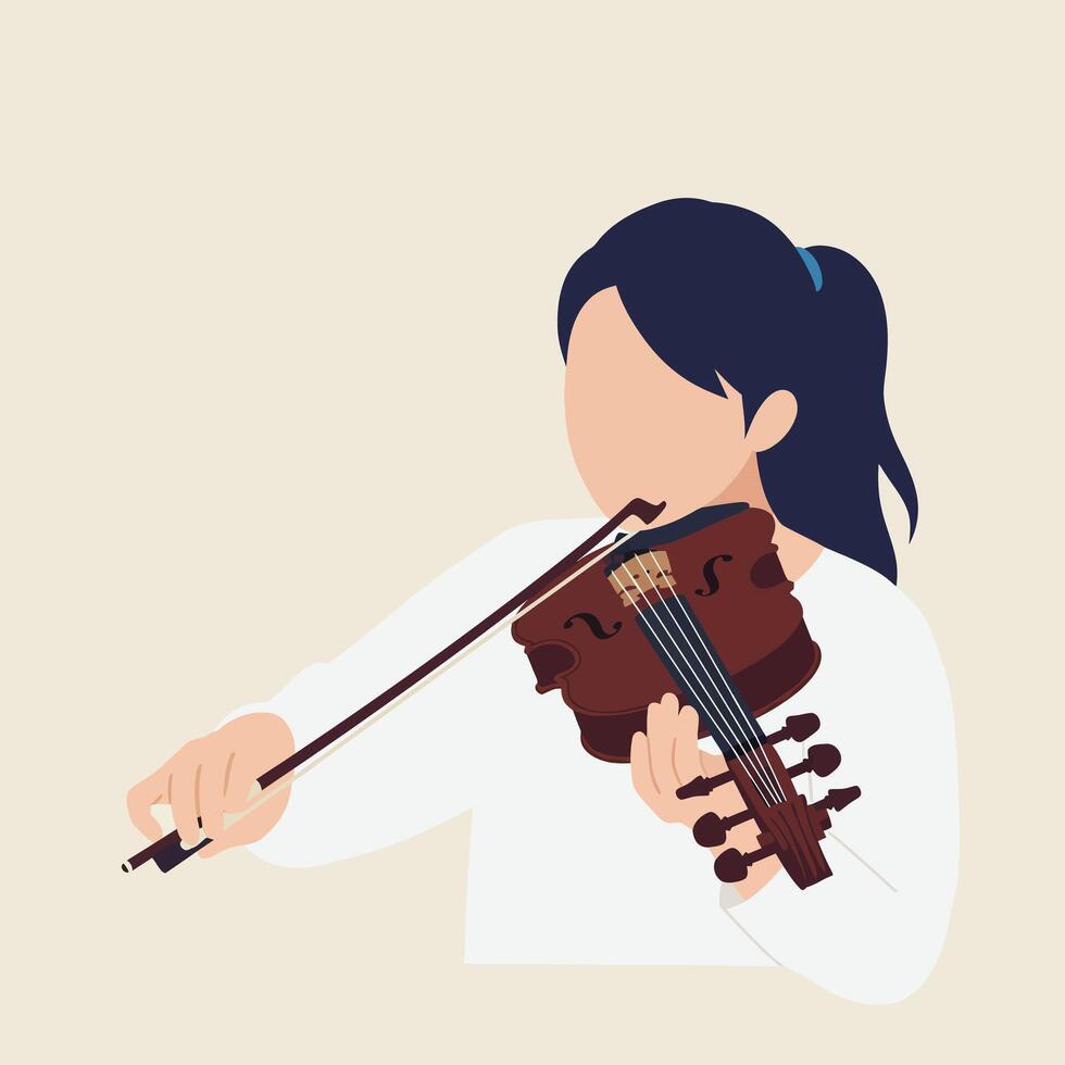 Person playing violin in minimal flat design style art vector