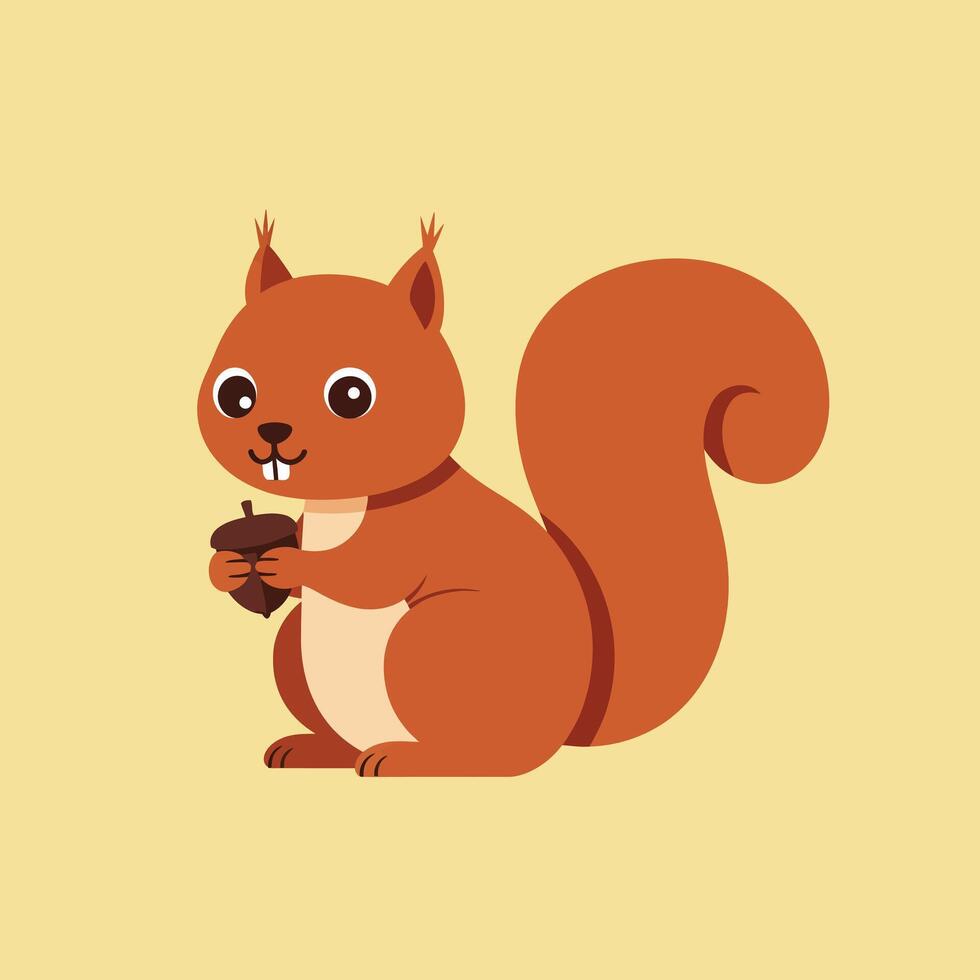 Cute cartoon squirrel character in flat design style art vector