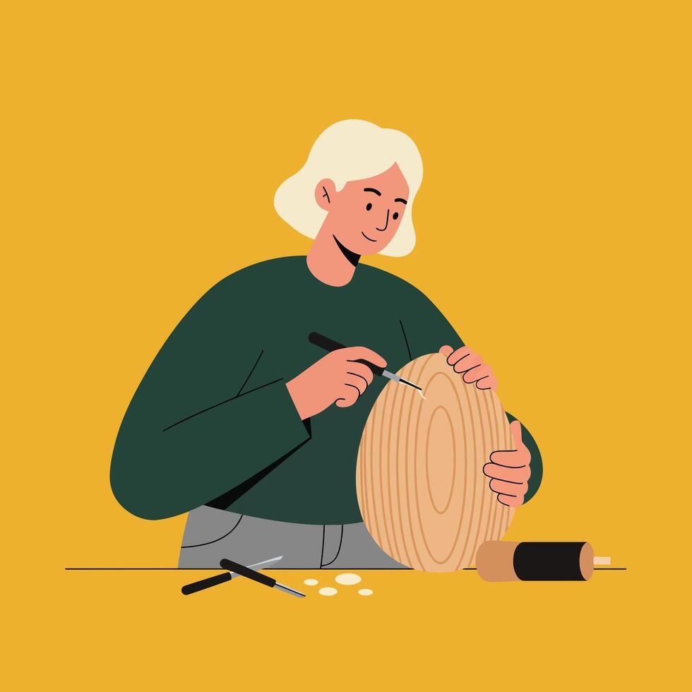 Crafting a wooden item in a minimal style illustration vector