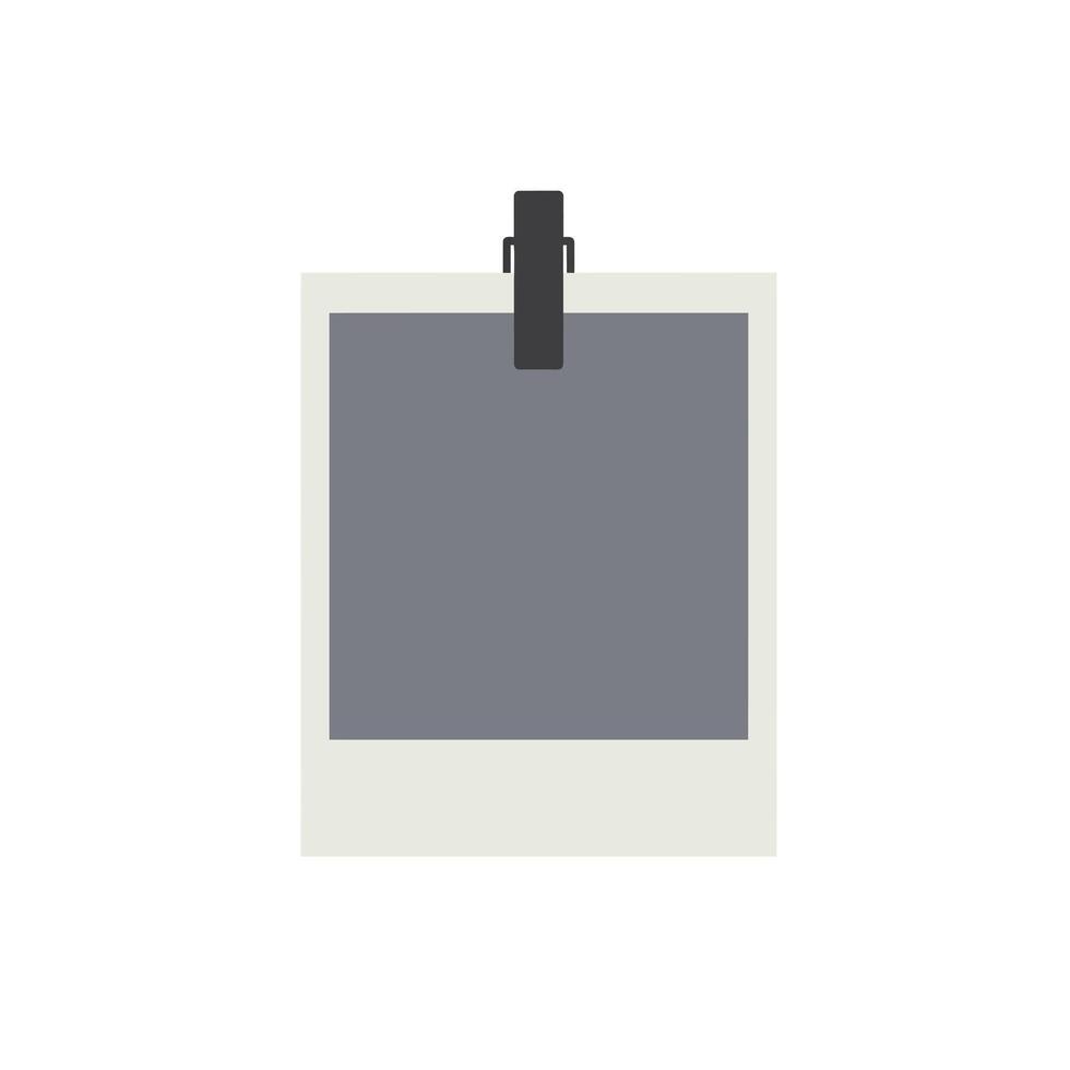 Simple polaroid frame design in flat style with clip for photo art vector
