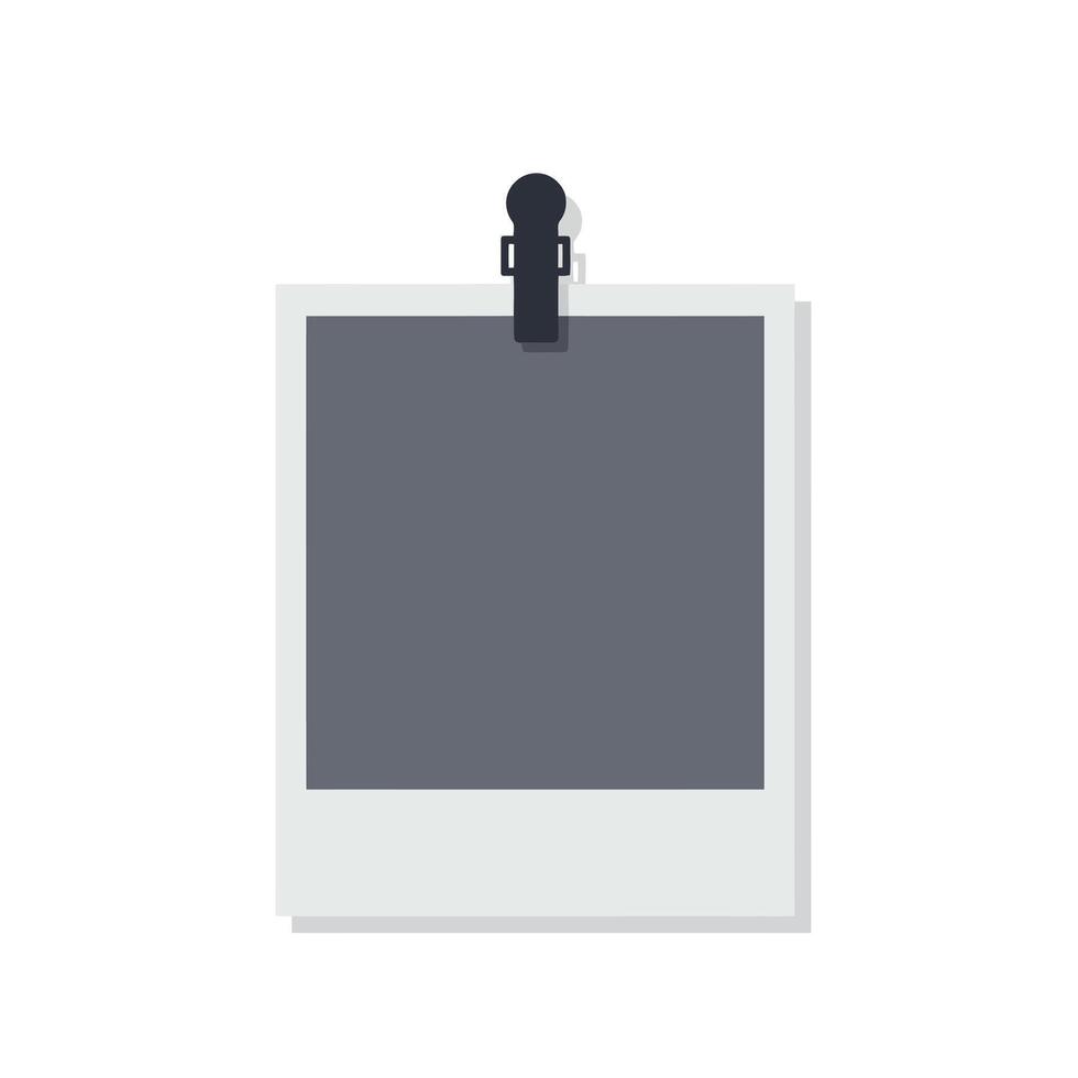 Blank photo frame design in minimal style featuring a paper clip art vector