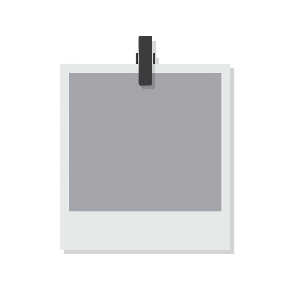 Blank photo frame design with clip in minimal flat style art vector