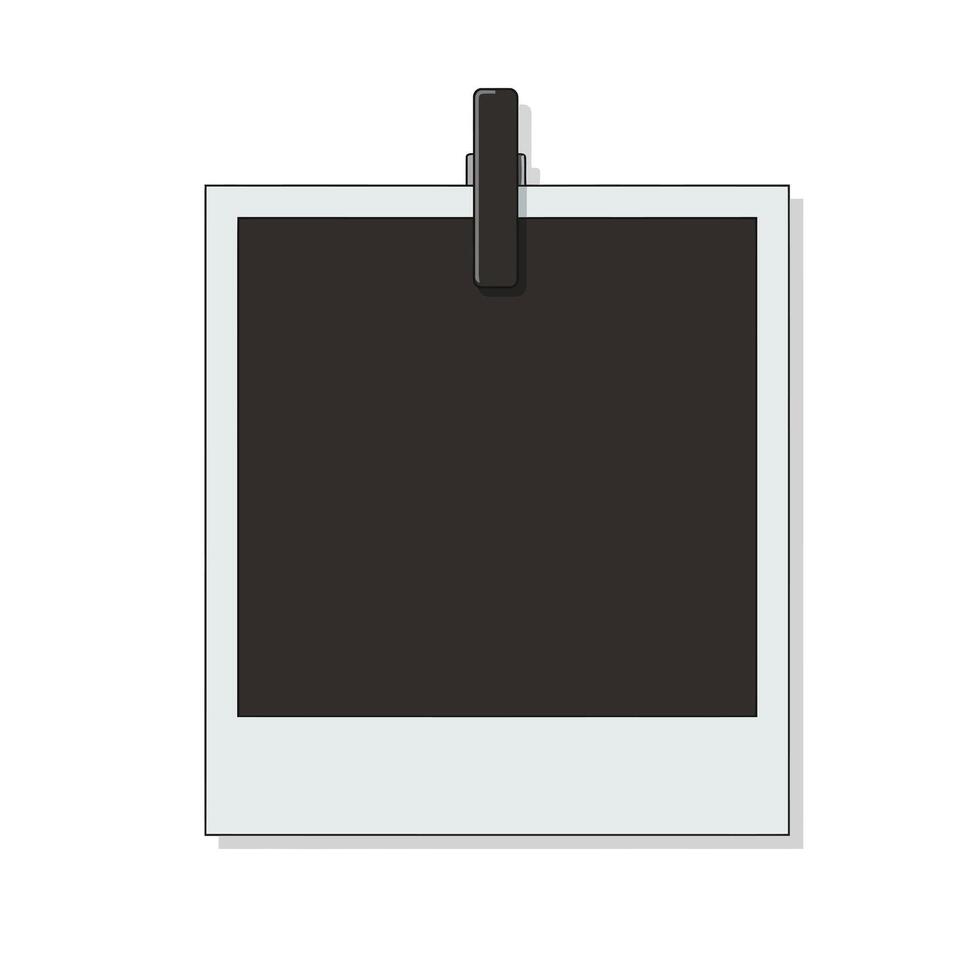 Polaroid frame design with clip in flat art style for creative projects vector
