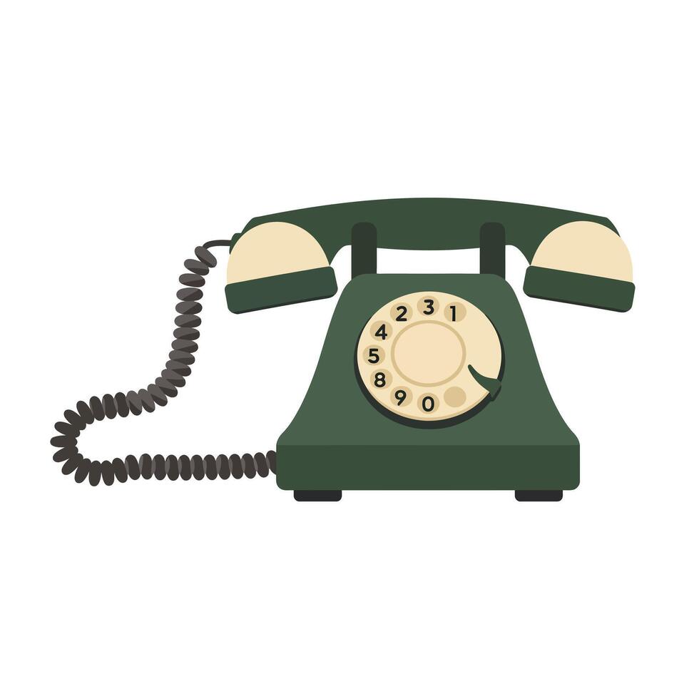 Vintage rotary phone design in flat style showcasing modern color palette art vector