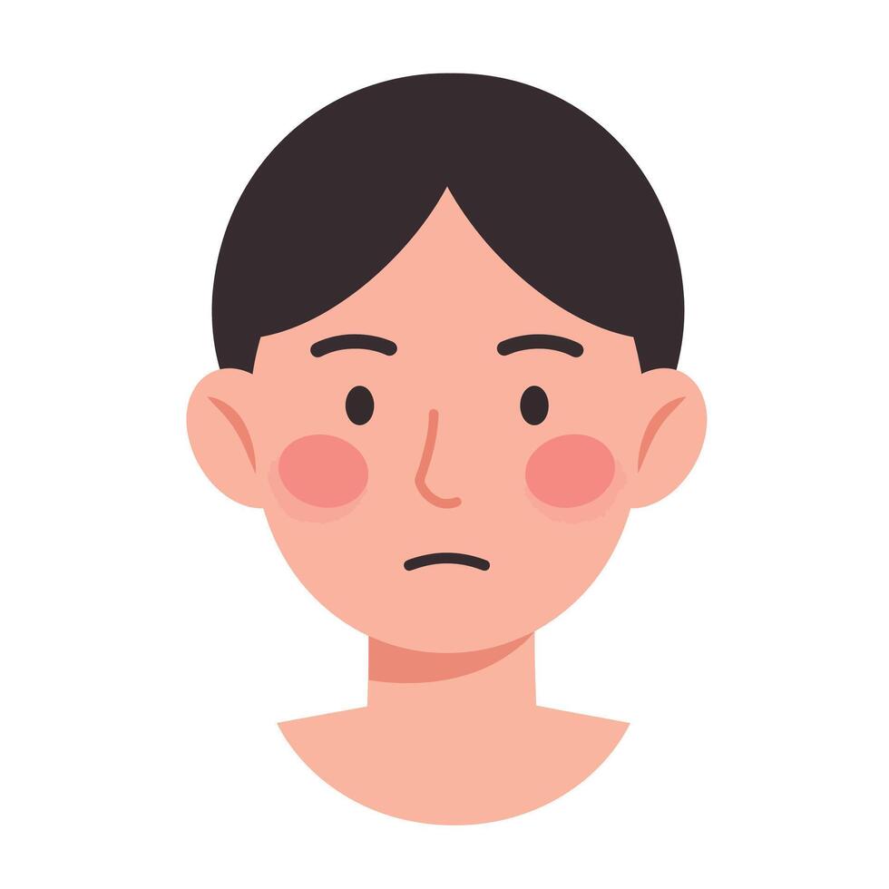 Minimalist facial expression illustration featuring a person in flat art style vector