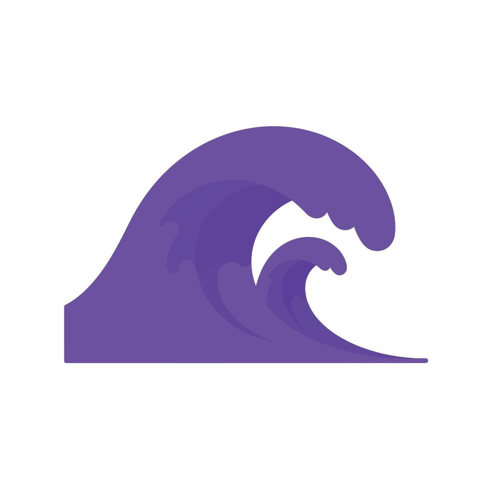 Vibrant purple ocean waves in minimal flat design style showcasing dynamic motion art vector