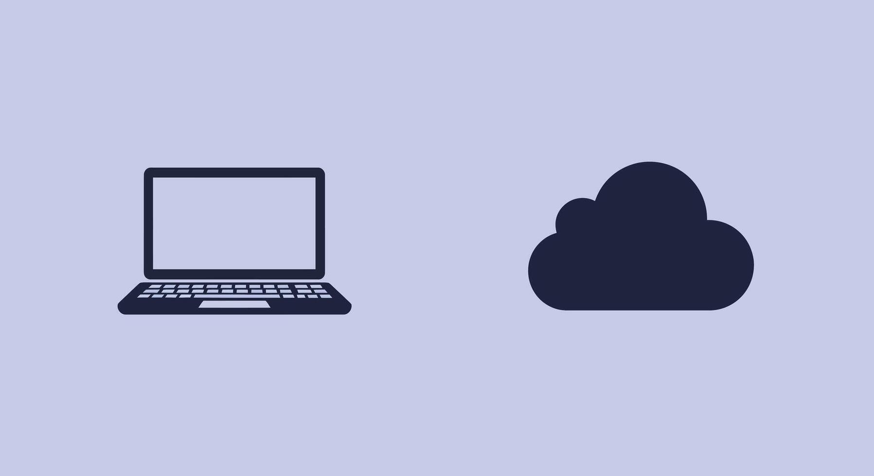 Laptop transitioning to cloud storage in flat design illustration vector