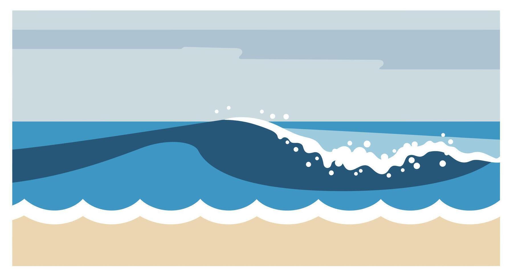Ocean wave with minimal design elements and soothing colors in art vector