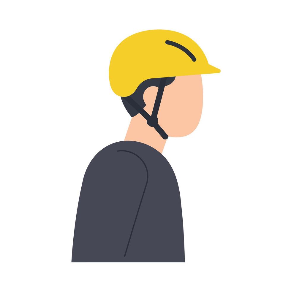 Person wearing a yellow safety helmet in a minimal flat style art vector