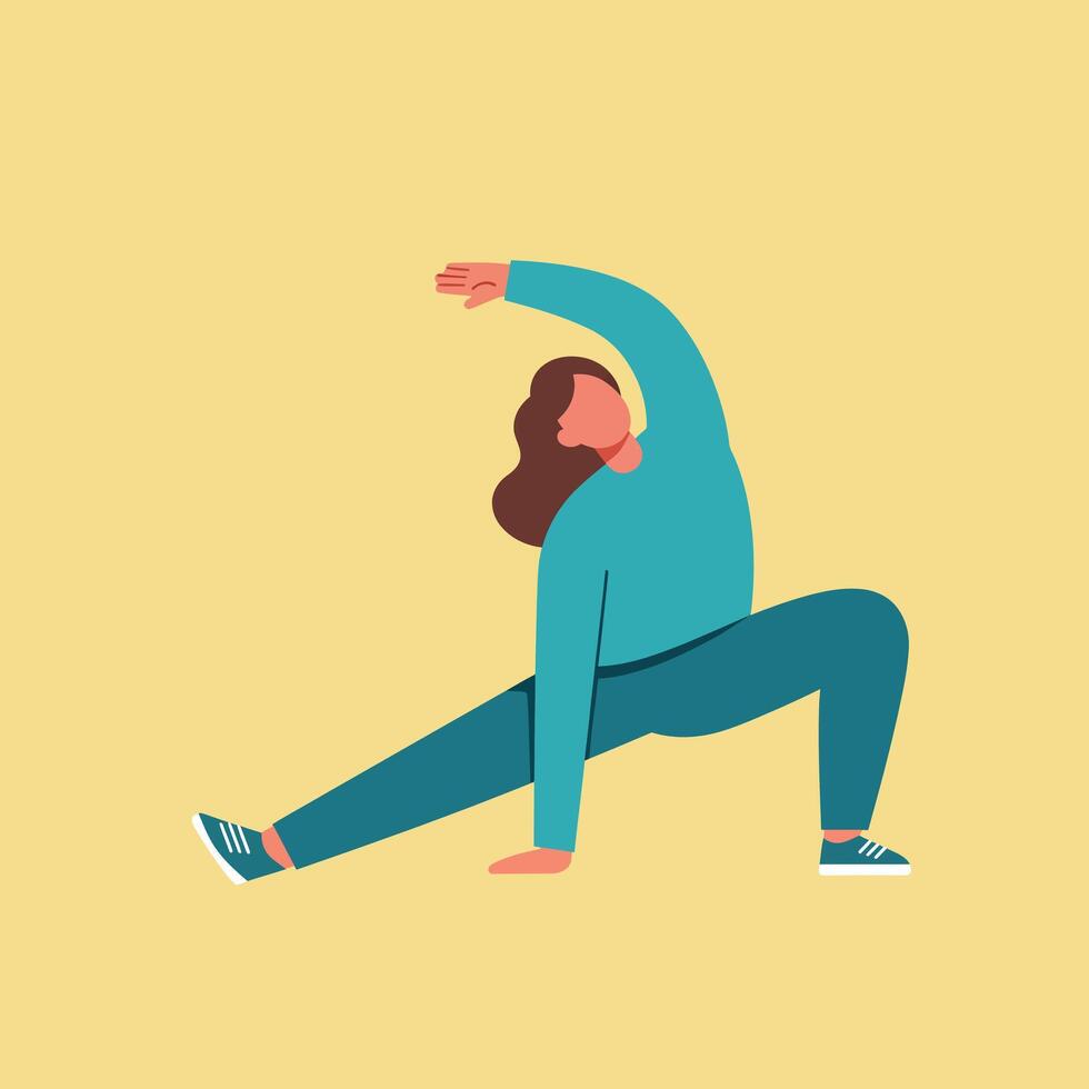 Dynamic fitness pose transition with minimal design elements in art vector