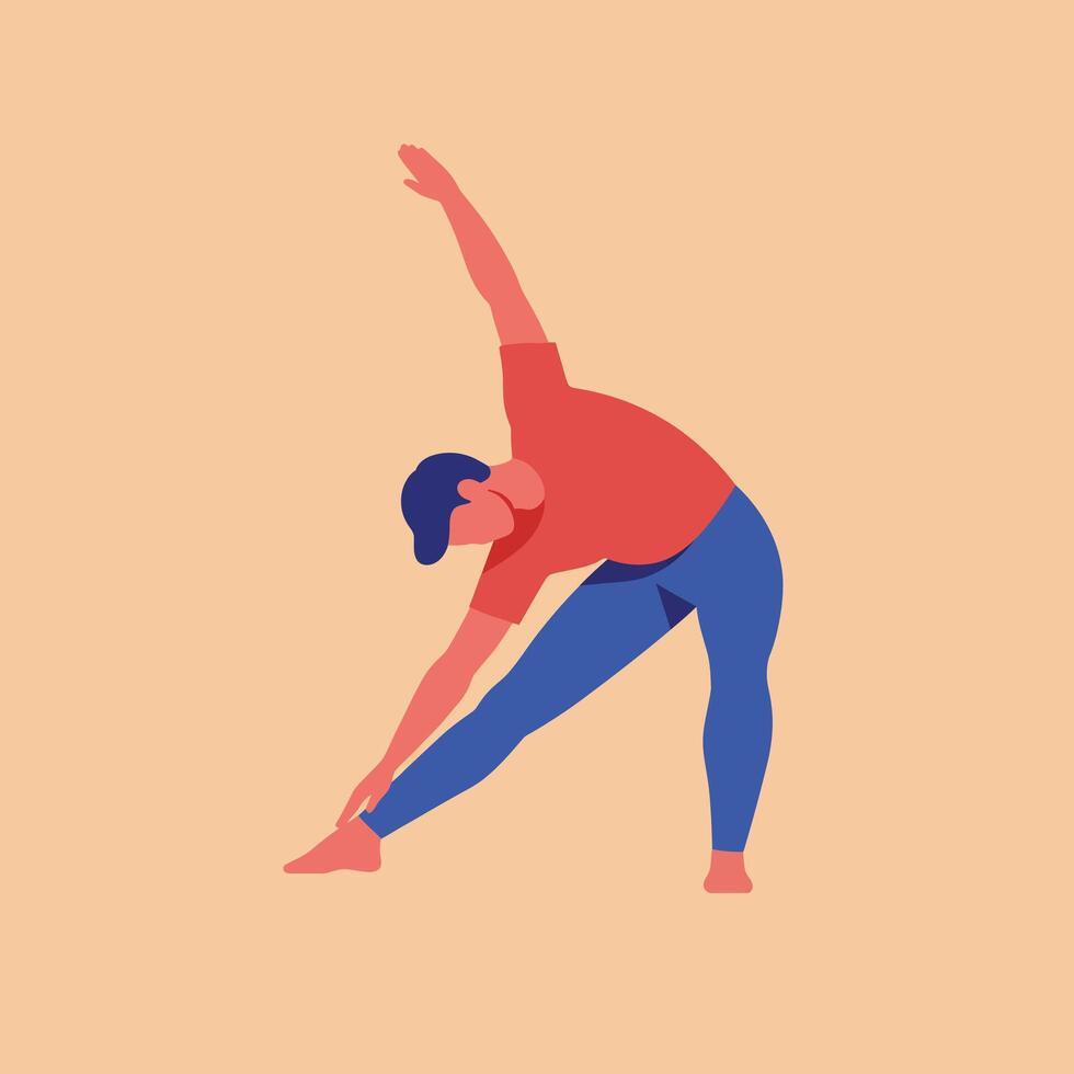 Person performing a side stretch exercise in flat art style illustration vector