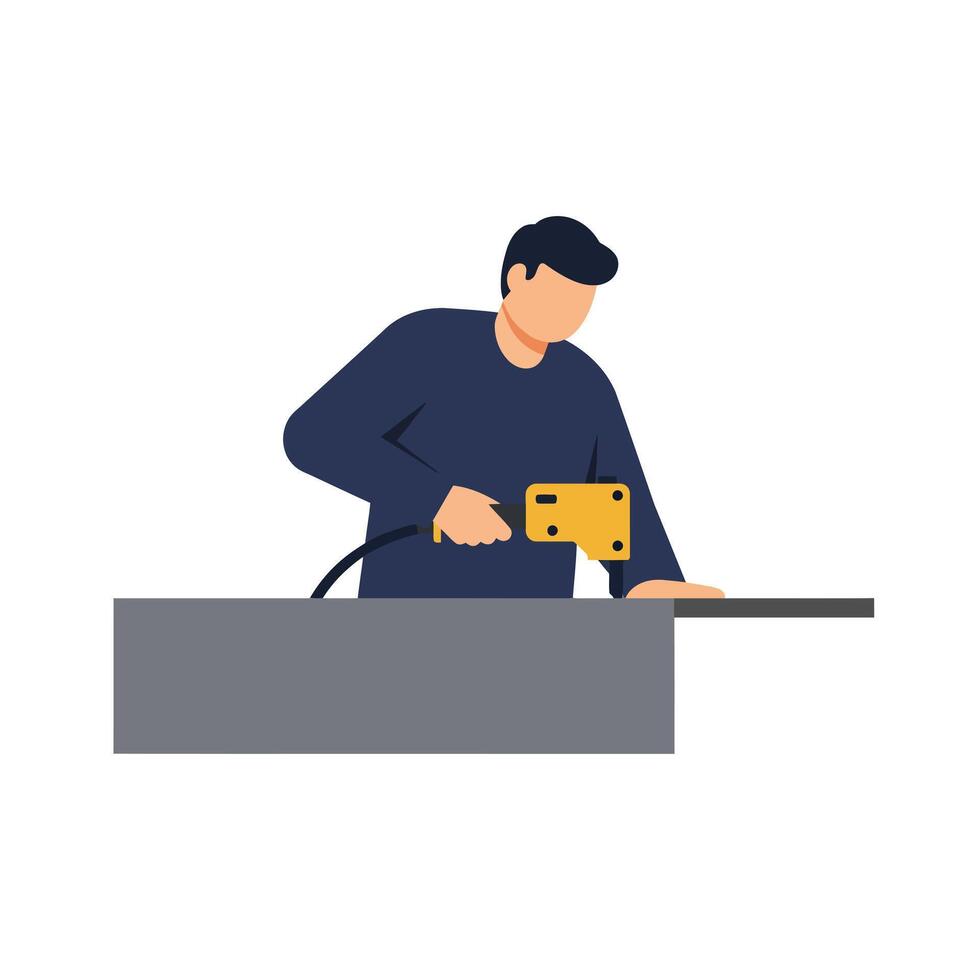 Person using power tool with flat design style art vector