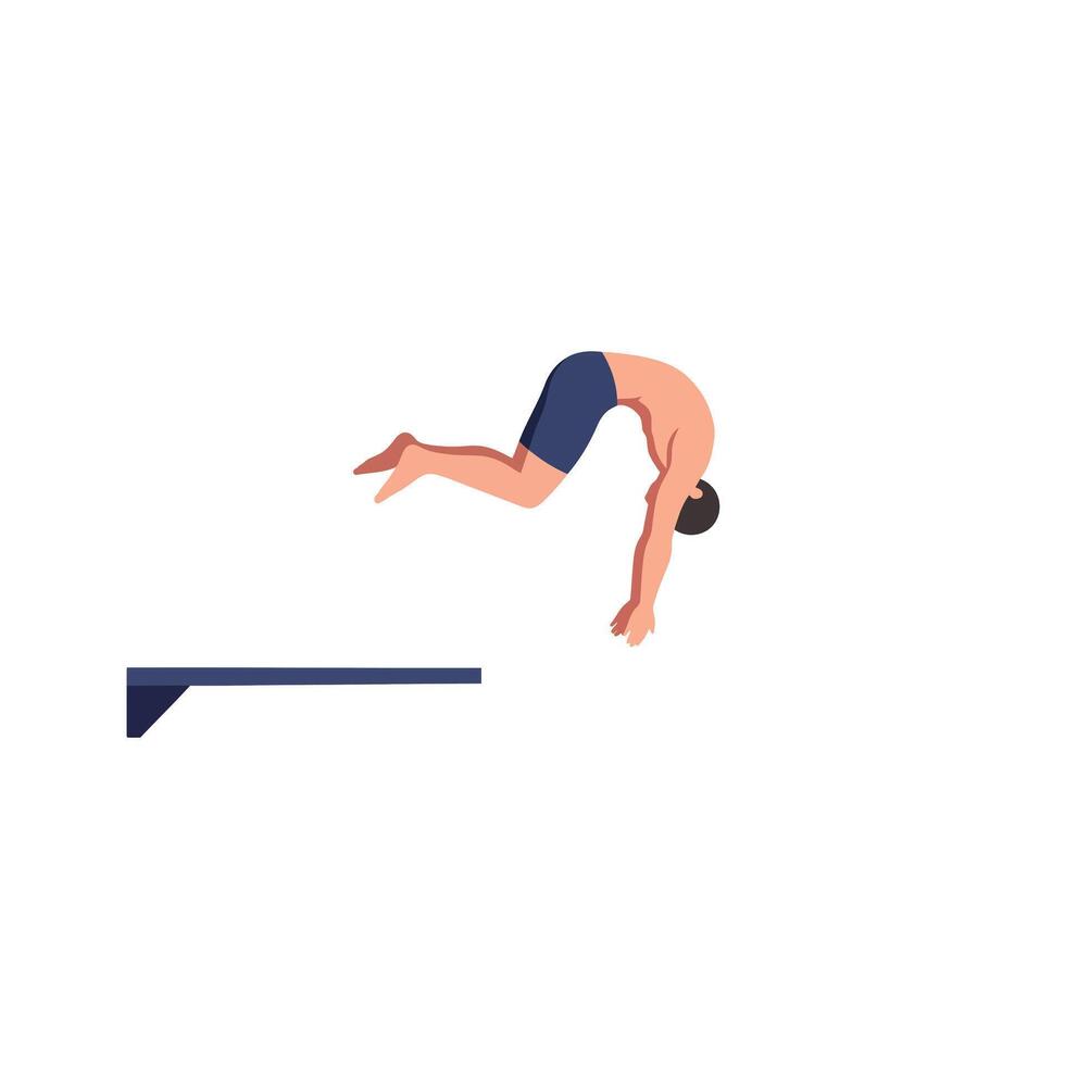 Diver performing a graceful leap from the diving board in minimal art vector