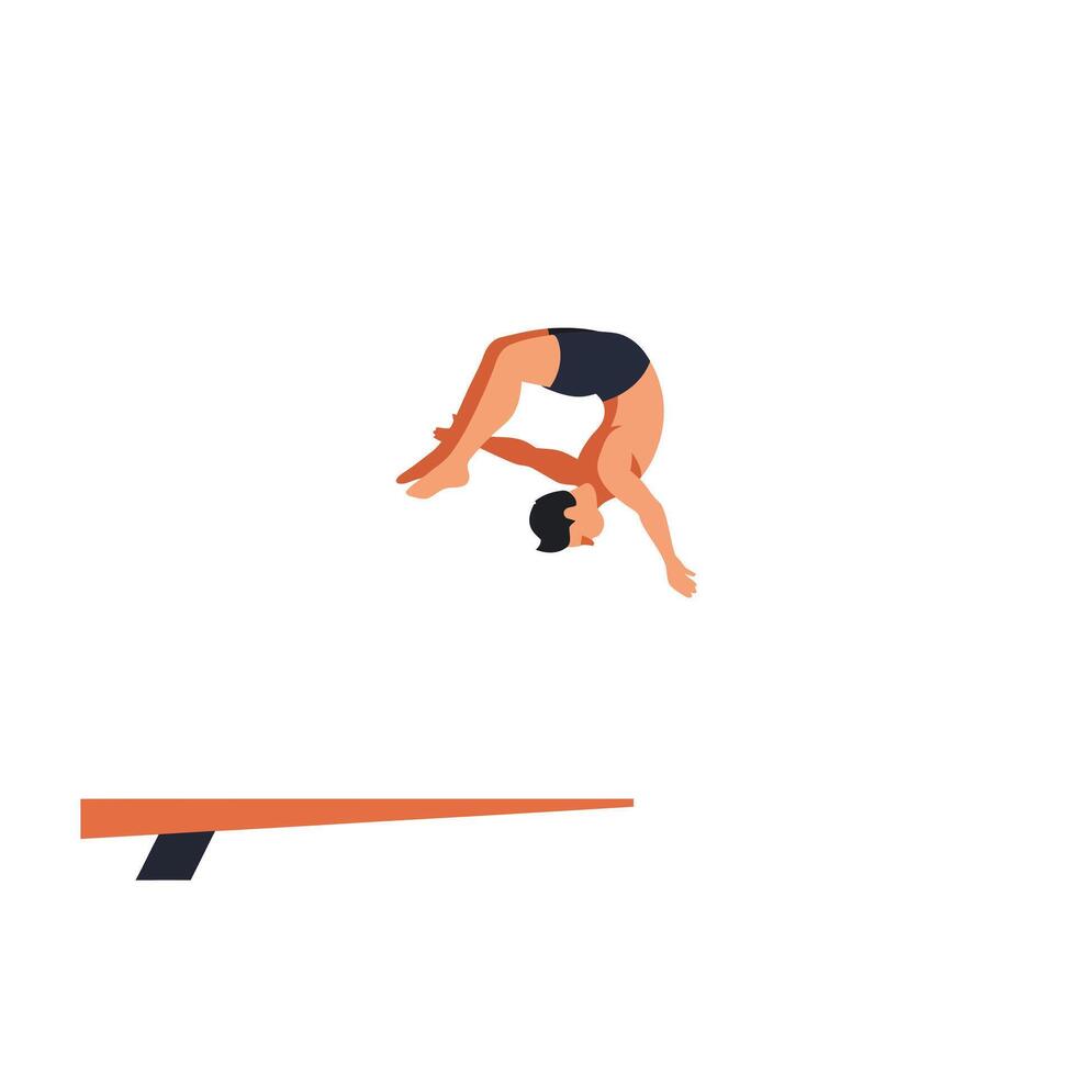 Diver performing a graceful flip in flat style art vector