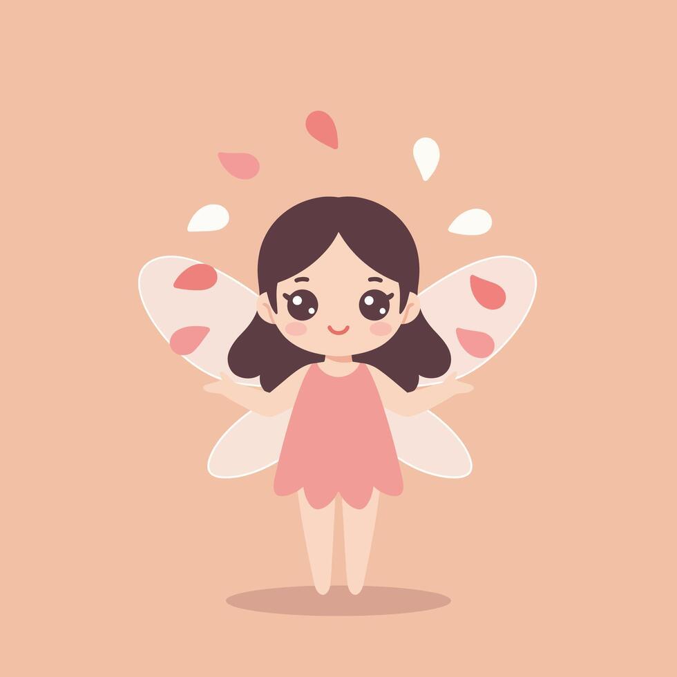 Cute fairy character with cheerful expression in flat design art vector