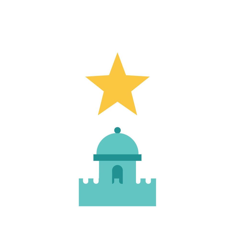 Tower structure with a star above in flat design style art vector