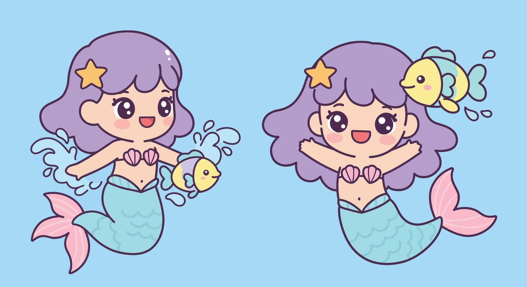Cute fairy girl transitioning between poses on mushrooms in flat illustration vector