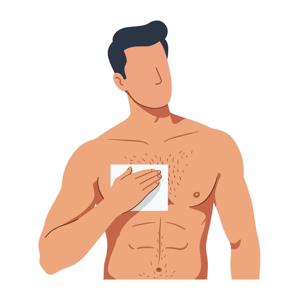 Man with hand on chest demonstrating body awareness and grooming habits vector