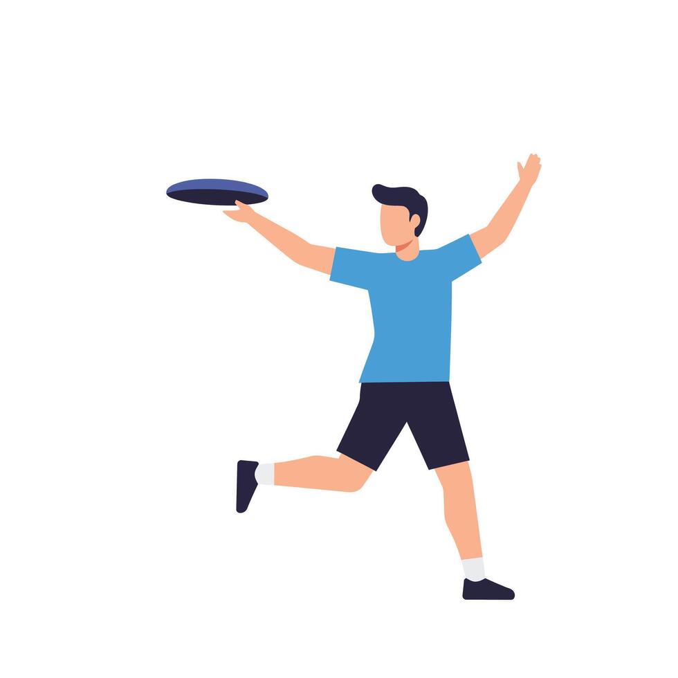 Person throwing a frisbee in a playful manner flat art vector