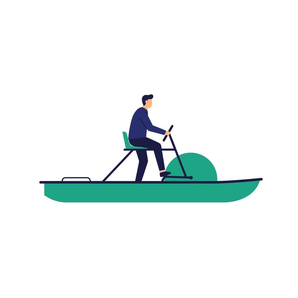 Person rowing on a boat in a flat minimal design art vector