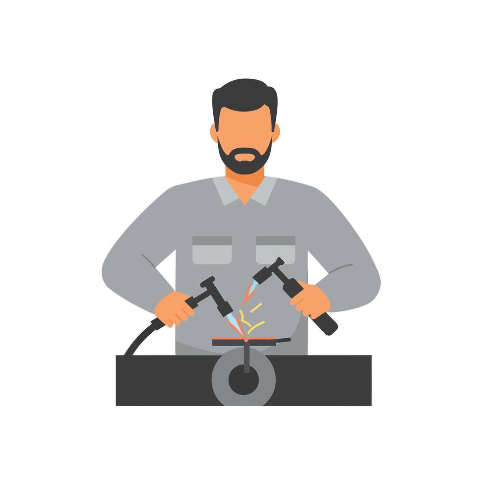 Welder working with tools in flat style art illustration vector
