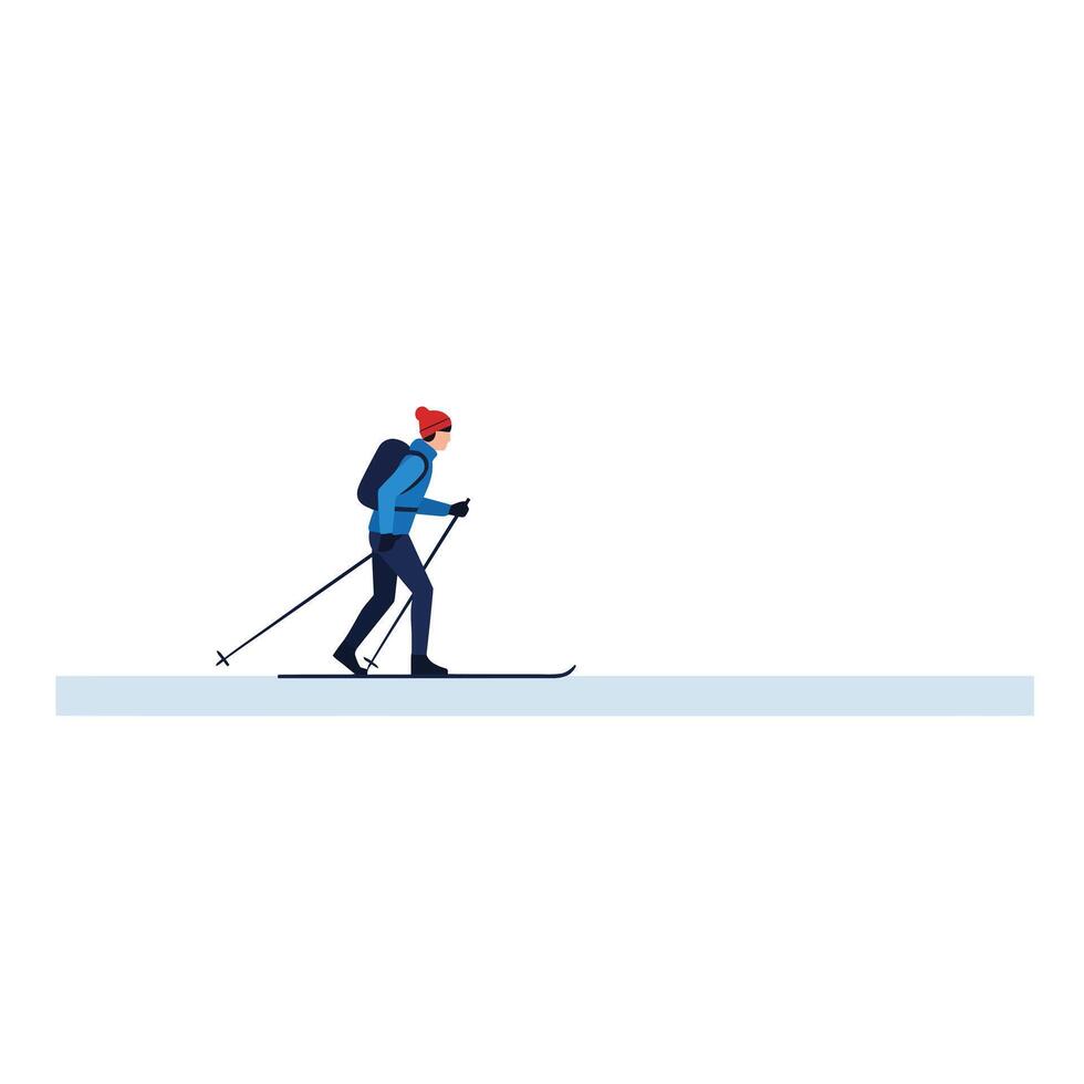 Skiing figure in motion with flat design style showcasing winter sports art vector