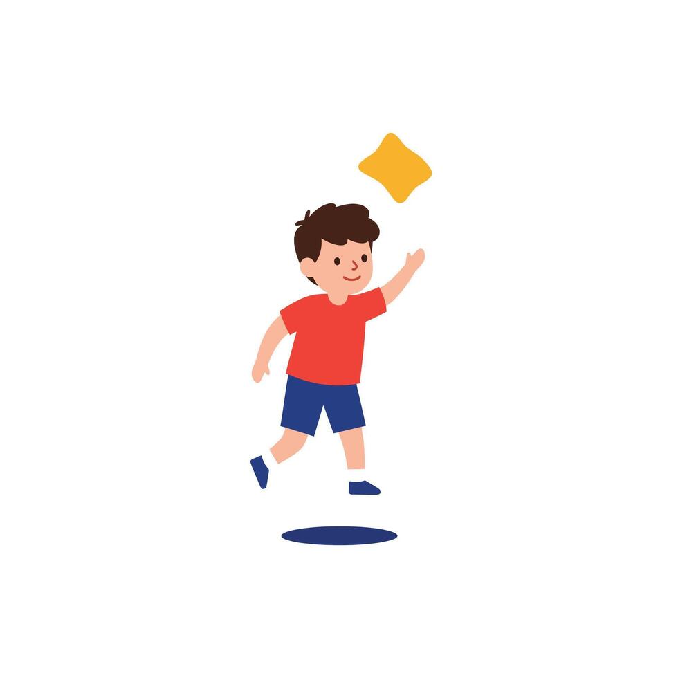 Boy jumping with enthusiasm in a colorful flat design illustration vector