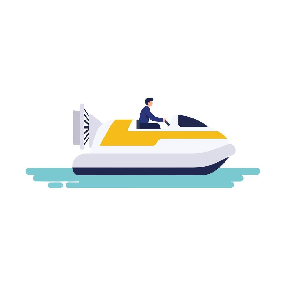 Jet ski rider navigating water in flat style art illustration vector