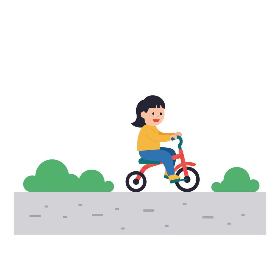Girl riding bicycle in flat design style art vector