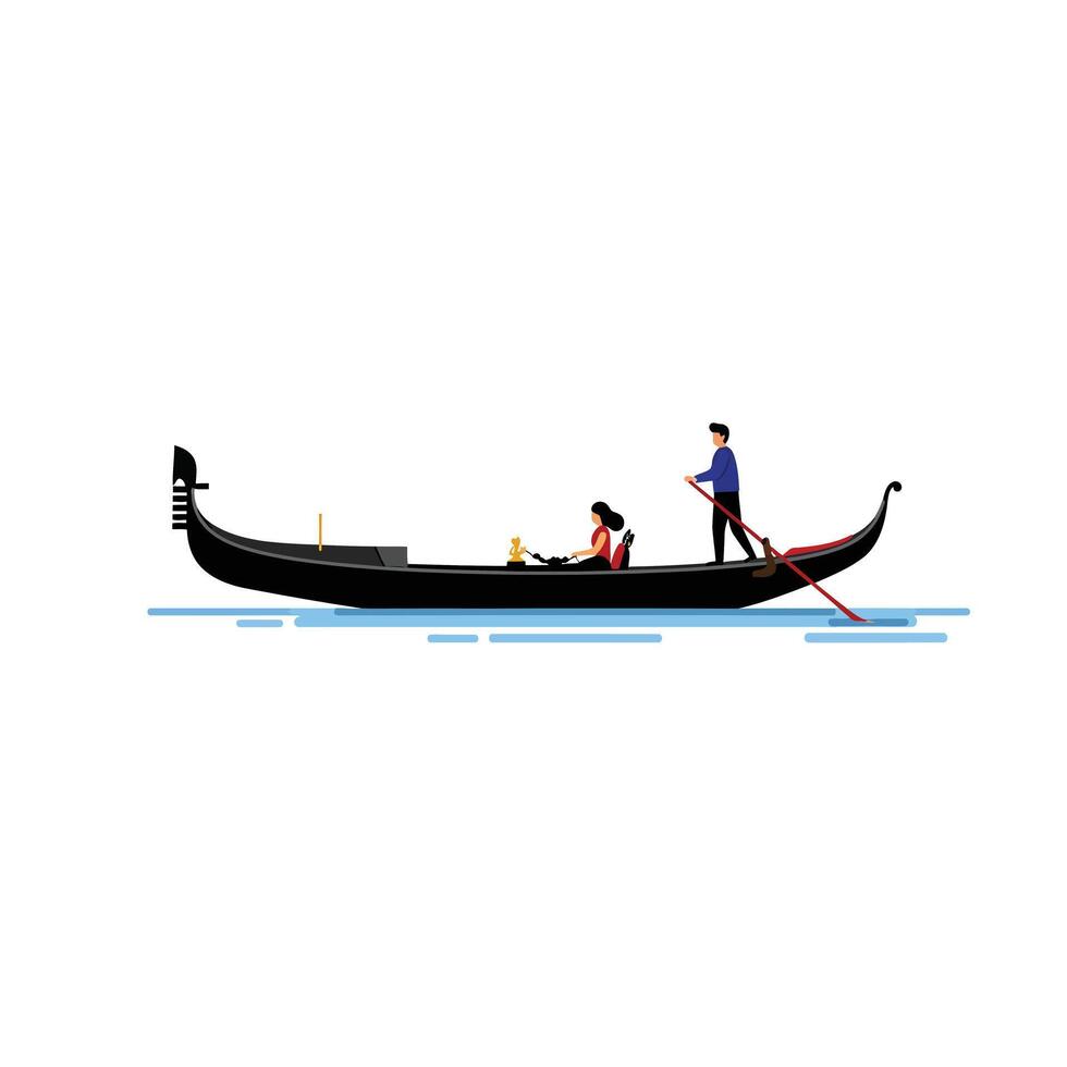 Gondola riders enjoying a scenic view in flat art style illustration vector