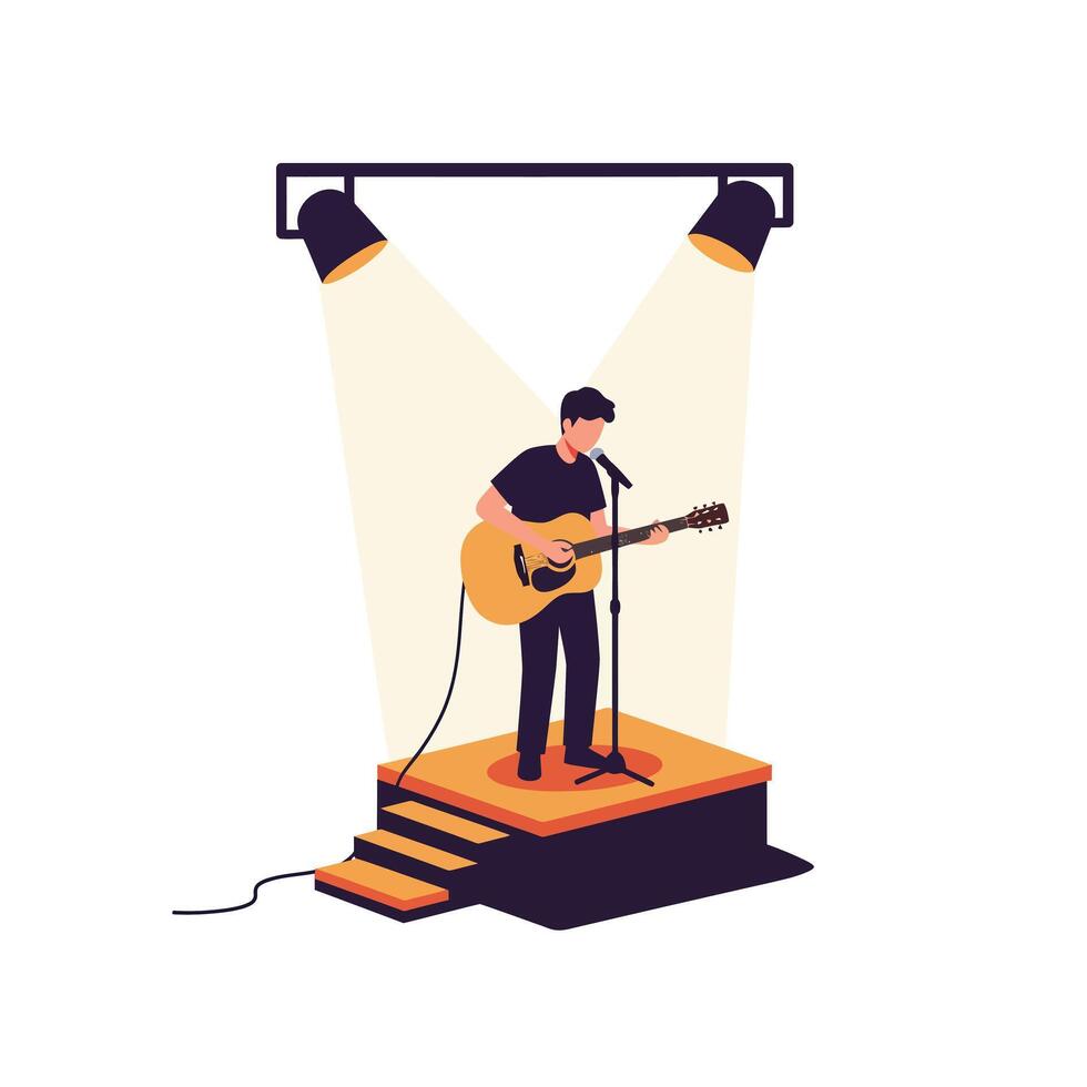 Musician performing on stage in flat style illustration vector