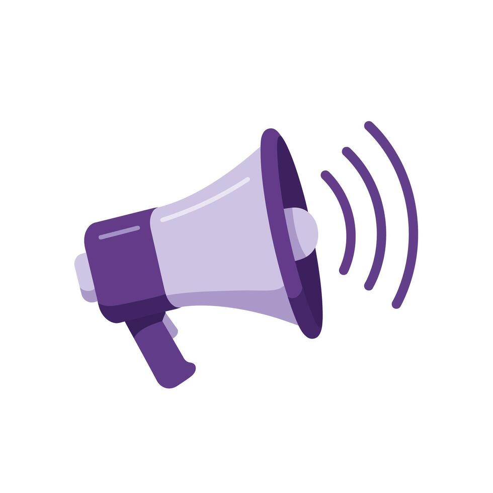 Megaphone emitting sound waves in minimal flat design art vector