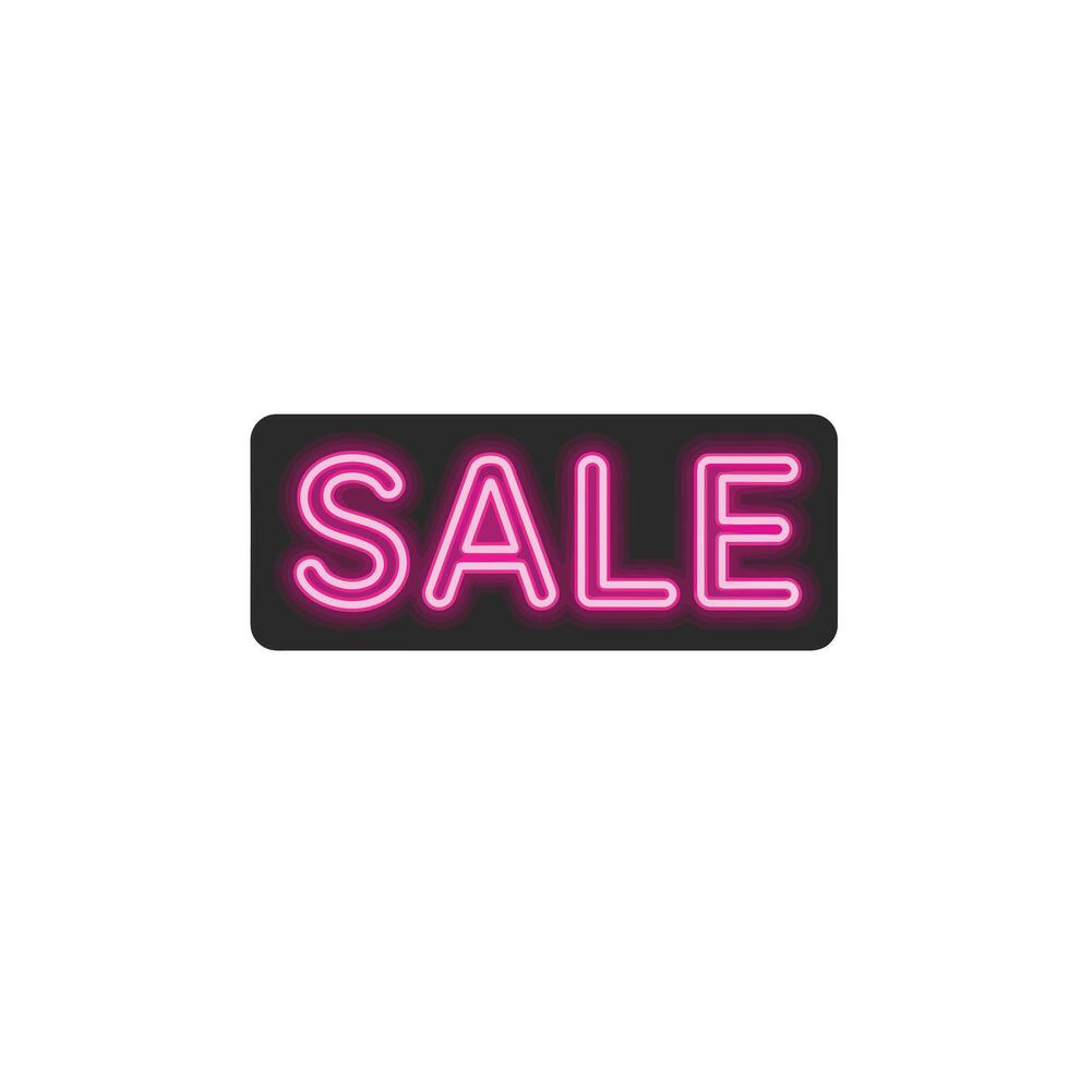 Bright neon sale sign in flat design style featuring bold letters in art vector