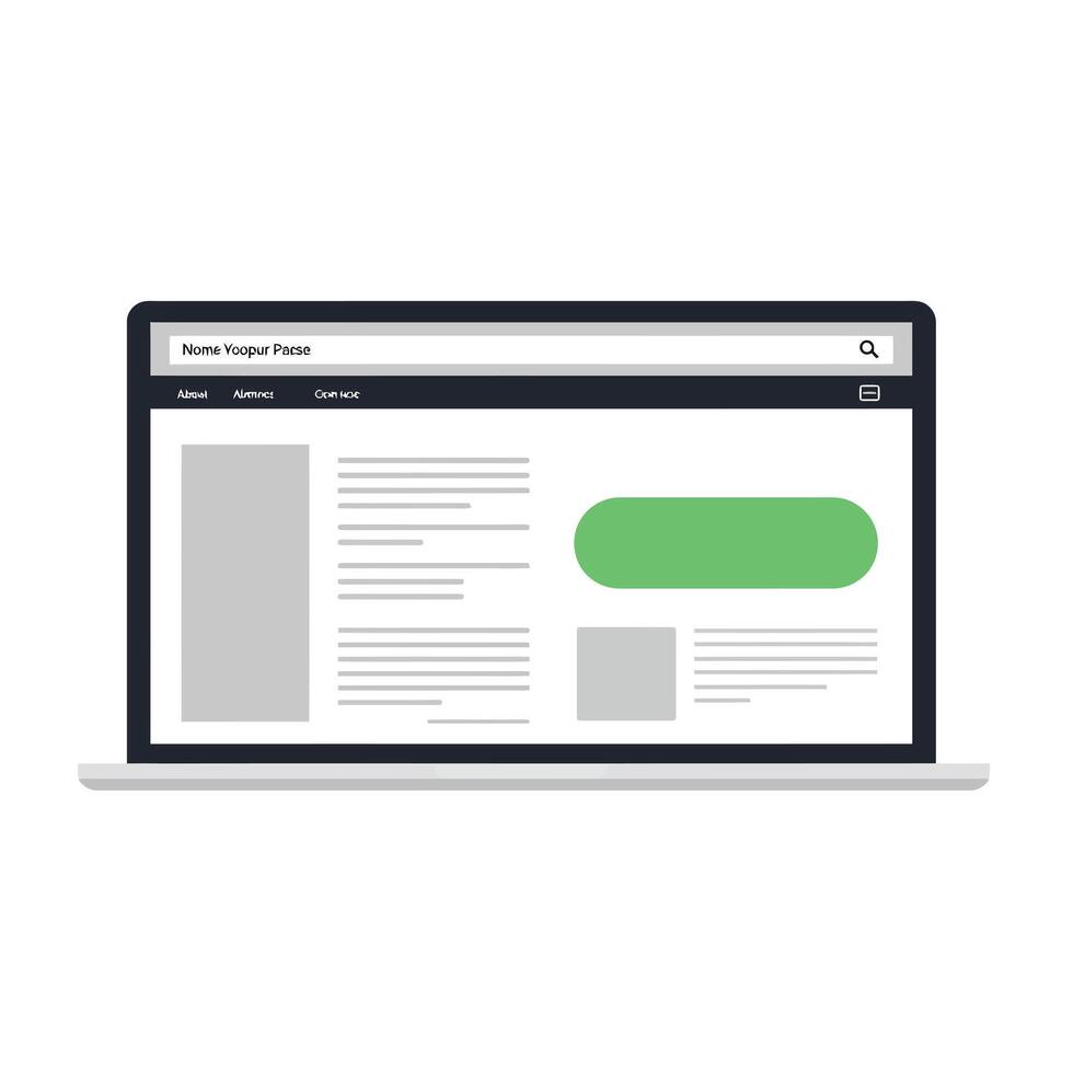 Laptop displaying website layout with flat design elements in vibrant colors illustration vector