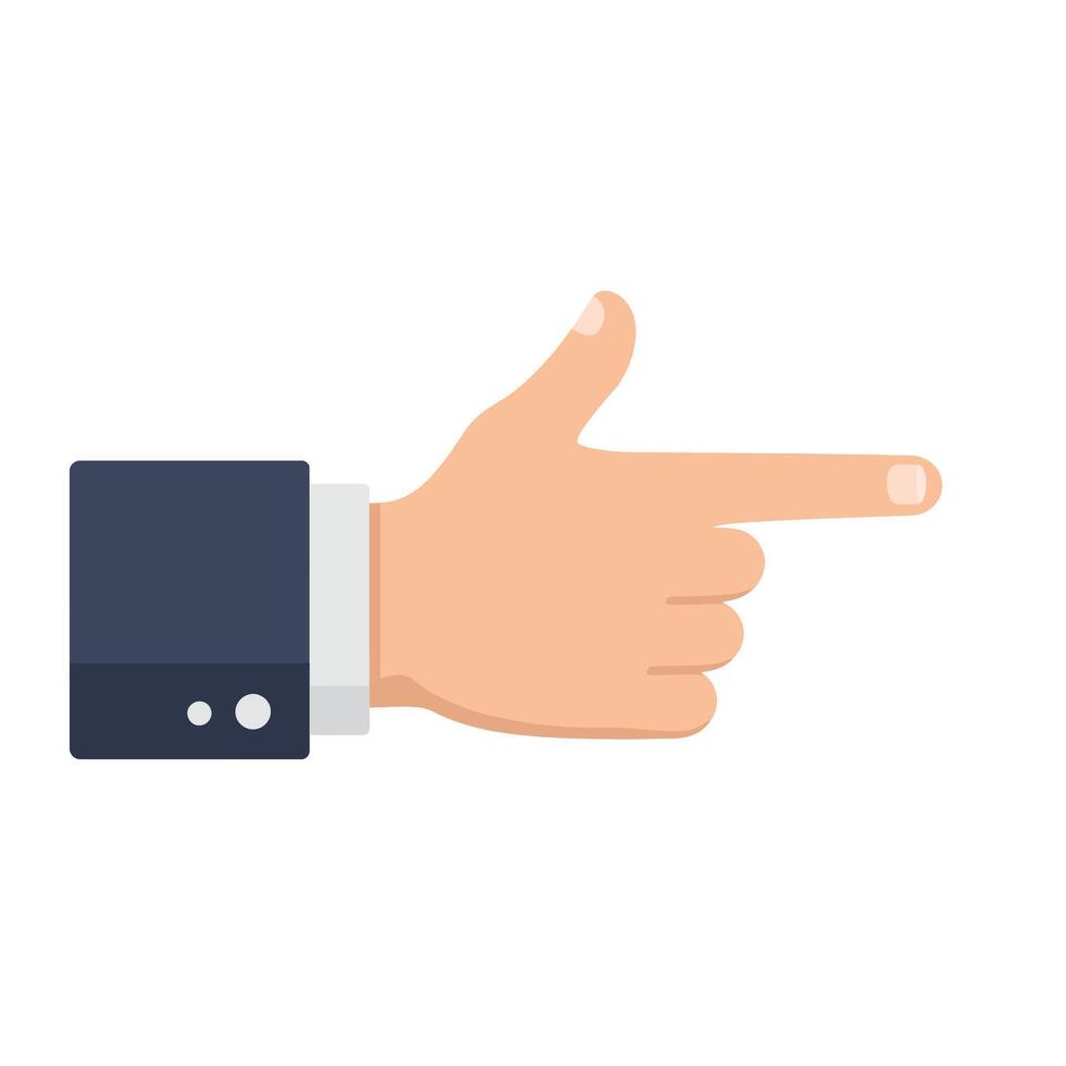 Hand gesture pointing right in flat design with clean lines and color palette illustration vector
