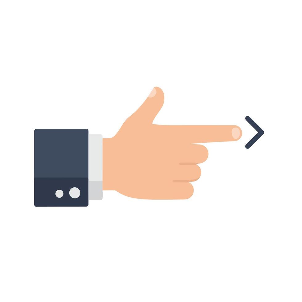 Hand gesture pointing right in flat design style art vector