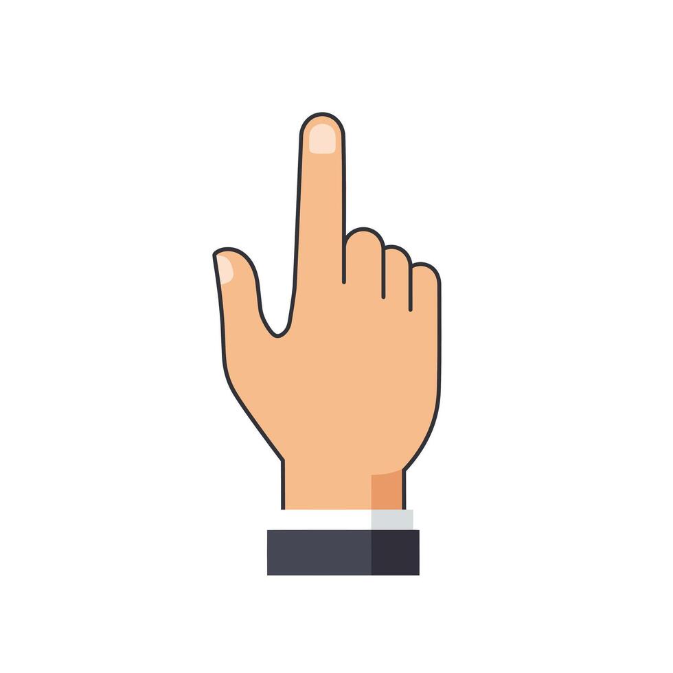 Hand gesture indicating one in flat design style art vector