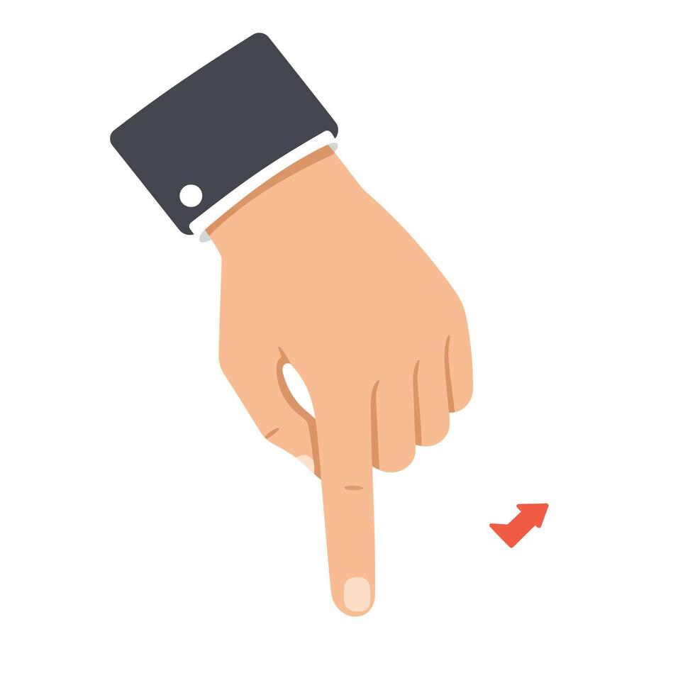 Hand pointing downward in minimal design style illustration vector