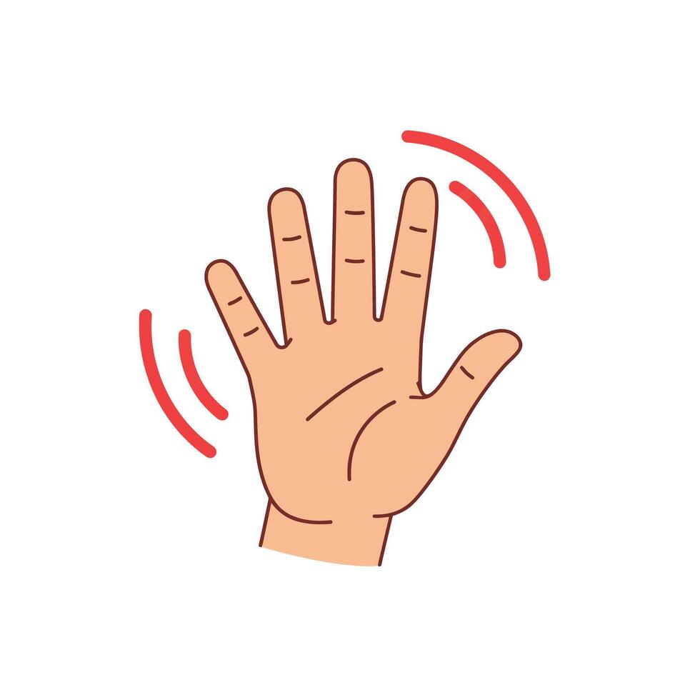 Hand waving in a friendly gesture with minimal design style art vector