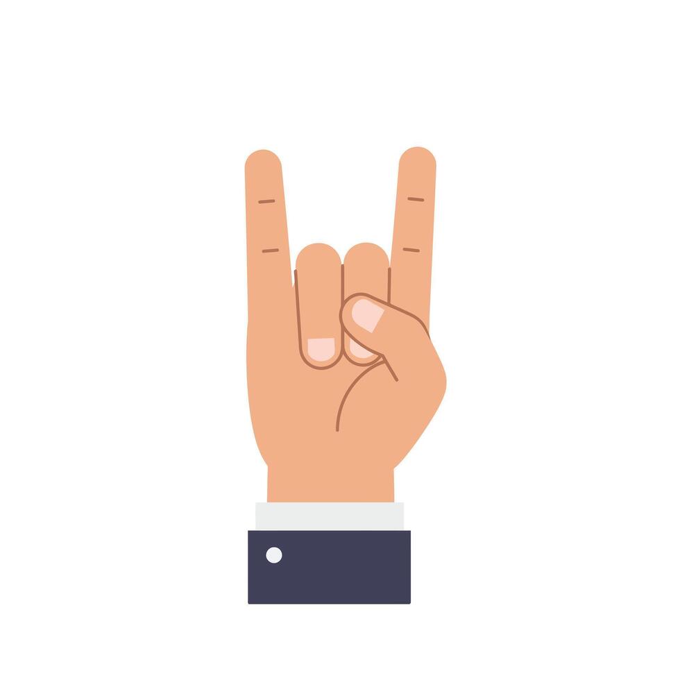Hand gesture design featuring rock and roll sign in flat art style illustration vector